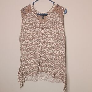 French Laundry Brown and Cream Sleeveless Blouse